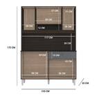 Kit Cozinha Veneza 8 Portas 120cm Chocolate Cinza Bnn Decor