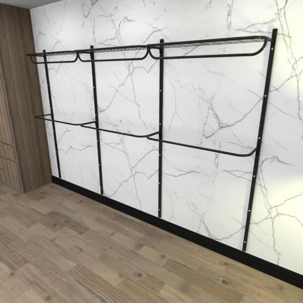 Kit Cremalheiras E Araras Para Loja Com 10 Peças Regulável 30