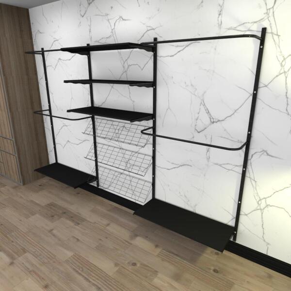 Kit Cremalheiras E Araras Para Loja Com 26 Peças Regulável 30