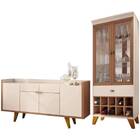 Kit Cristaleira E Buffet Aparador Lara Nature Off White Tana