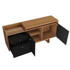 Kit Cristaleira E Buffet Aparador Ônix Nature Preto Tana Decor