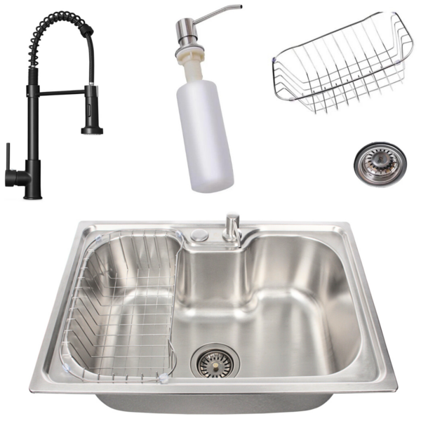 Kit Cuba 60x42cm + Torneira Gourmet Monocomando Aço Inox 304