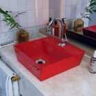 Kit Cuba Aq33 Volcano Com Torneira 1198 Metal Vermelho