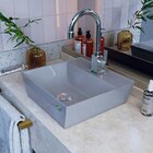 Kit Cuba Aq33 Volcano Com Torneira Luxo E Válvula Botão Cinza