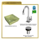 Kit Cuba Aq33 Volcano Com Torneira Luxo E Válvula Botão Verde