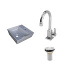 Kit Cuba Aq33 Volcano Com Torneira Luxo E Válvula Metal Cinza