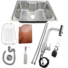 Kit Cuba Completa Com Torneira Gourmet Extensível Aço Inox