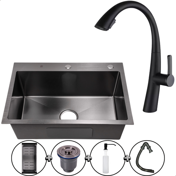 Kit Cuba Cozinha Gourmet Quadrada 60x45 Inox 304 Black Comple