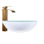 Kit Cuba De Apoio 35cm Branco + Toneira Cascata Metal Dourada