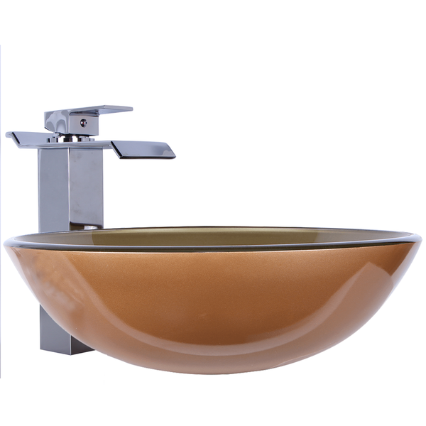 Kit Cuba De Apoio 35cm Dourado + Toneira Cascata Metal + Válv