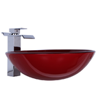 Kit Cuba De Apoio 35cm Vermelho + Toneira Cascata Metal + Vál