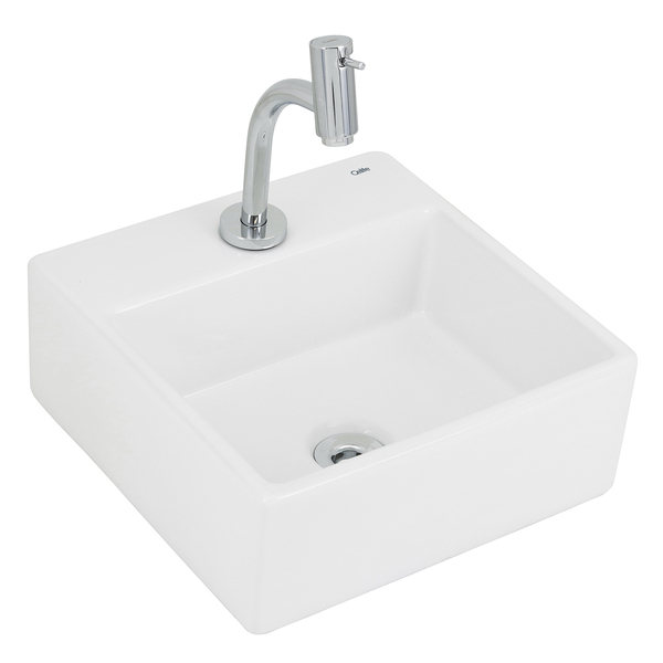 Kit Cuba de Apoio Branca + Torneira + Sifão + Flexível e Válvula 13,5x35x35cm Q6 Celite