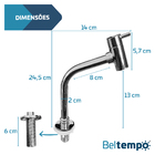 Kit Cuba de Apoio Com Torneira Bica Baixa Cromada E Válvula