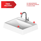 Kit Cuba De Apoio Marmorite Coral Torneira Lagune Cromada E V