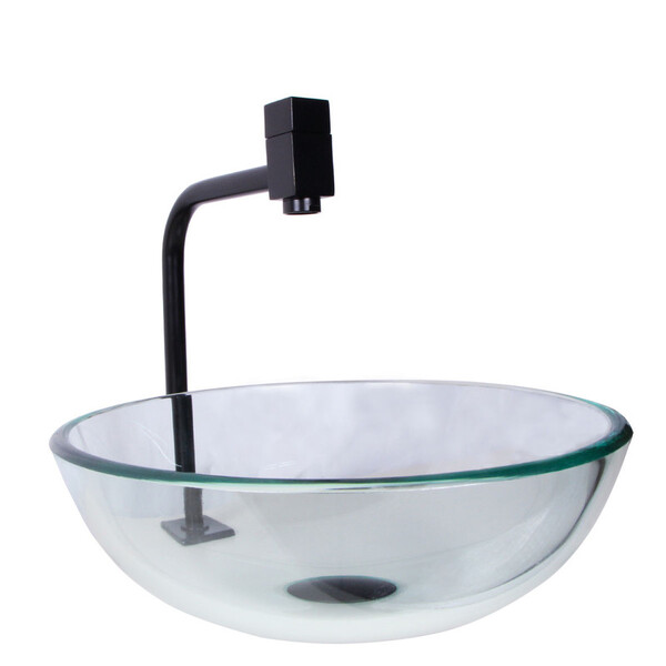 Kit Cuba De Banheiro 30cm + Torneira Link Preta + Válvula Cli