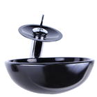 Kit Cuba De Banheiro 30cm  Preto + Torneira Cascata + Válvula