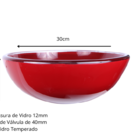 Kit Cuba De Banheiro 30cm Vermelho + Toneira Cascata Metal Do