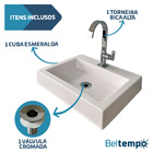 Kit Cuba De Banheiro Sobrepor Esmeralda + Torneira Bica Alta