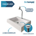 Kit Cuba De Banheiro Sobrepor Esmeralda + Torneira Bica Alta