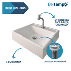 Kit Cuba De Banheiro Sobrepor Ônix + Torneira Bica Baixa Crom