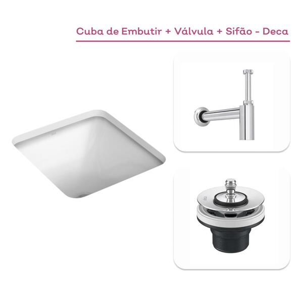 Kit Cuba De Embutir Quadrada L415 Para Banheiro + Válvula + S