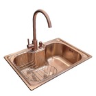 Kit Cuba De Inox 60x42 Rosê Gold Com Torneira Monocomando Fli