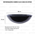 Kit Cuba De Sobrepor 42cm  Preto + Torneira Link + Válvula Cl