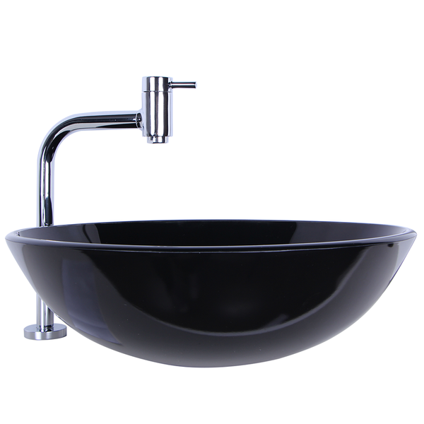 Kit Cuba De Sobrepor 42cm  Preto + Torneira Link + Válvula Cl