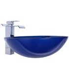 Kit Cuba De Sobrepor 42cm Azul + Toneira Cascata Metal + Válv