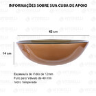 Kit Cuba De Sobrepor 42cm Dourado + Torneira Link Preta + Vál
