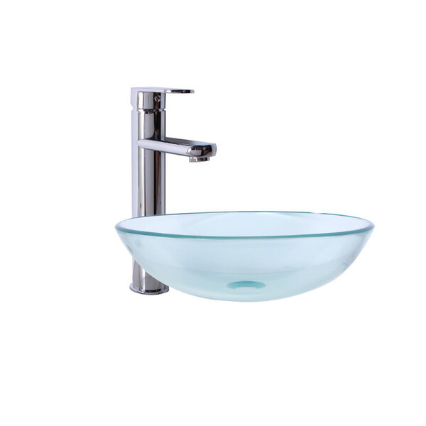 Kit Cuba De Sobrepor 42cm Incolor + Torneira Absolute Cromada