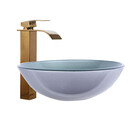 Kit Cuba De Sobrepor 42cm Prata + Toneira Cascata Metal Doura