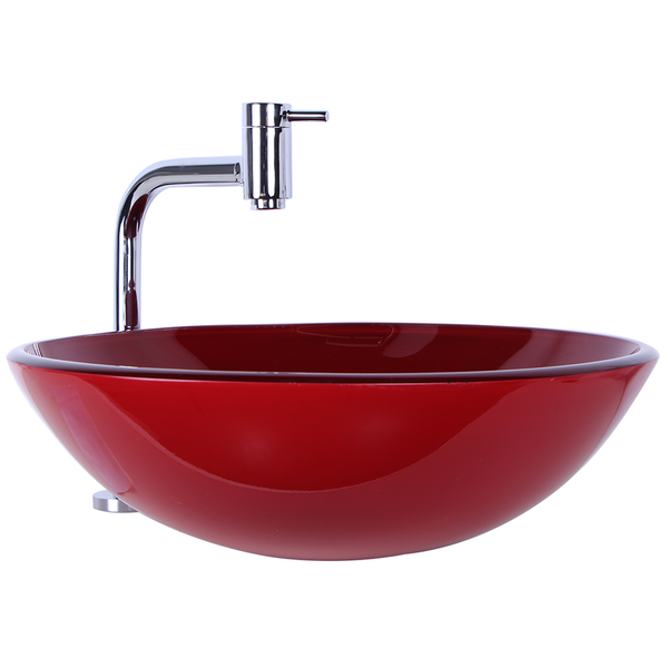 Kit Cuba De Sobrepor 42cm Vermelho + Torneira Link + Válvula