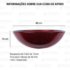 Kit Cuba De Sobrepor 42cm Vinho + Válvula Click
