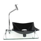 Kit Cuba De Vidro 10mm Preta Tampo 40cm Incolor Com Suporte T