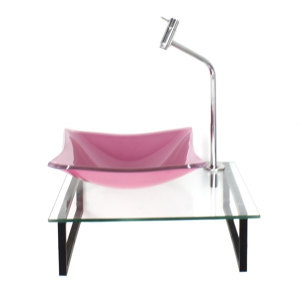 Kit Cuba De Vidro 10mm Rosa Tampo 40cm Incolor Com Suporte To