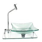 Kit Cuba De Vidro 10mm Tampo 40cm Incolor Com Suporte Torneir