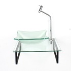 Kit Cuba De Vidro 10mm Tampo 40cm Incolor Com Suporte Torneir