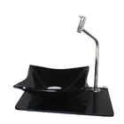 Kit Cuba De Vidro 10mm Tampo 40cm Preto Full Com Suporte Torn