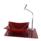 Kit Cuba De Vidro 10mm Tampo 40cm Vermelho Cereja Full Com Su