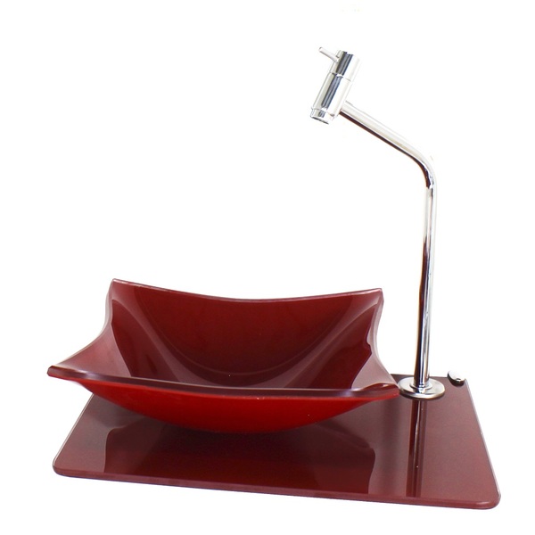 Kit Cuba De Vidro 10mm Tampo 40cm Vermelho Cereja Full Com Su