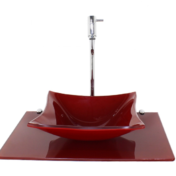 Kit Cuba De Vidro 10mm Tampo 50cm Vermelho Cereja Full Com Su