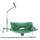 Kit Cuba De Vidro 10mm Verde Tampo 40cm Incolor Com Suporte T