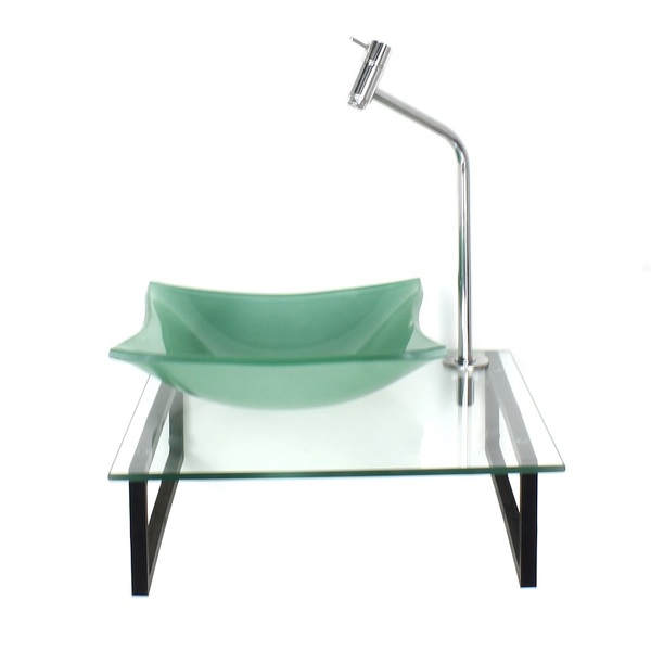 Kit Cuba De Vidro 10mm Verde Tampo 40cm Incolor Com Suporte T