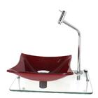 Kit Cuba De Vidro 10mm Vermelho Cereja Tampo 40cm Incolor Com