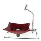 Kit Cuba De Vidro 10mm Vermelho Cereja Tampo 40cm Incolor Com