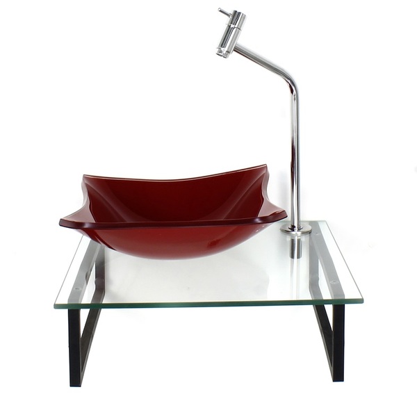 Kit Cuba De Vidro 10mm Vermelho Ferrari Tampo 40cm Incolor Co