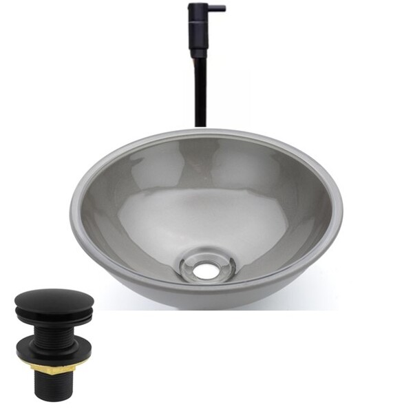 Kit Cuba De Vidro 29cm Cinza +torneira Alta+valvula  7/8