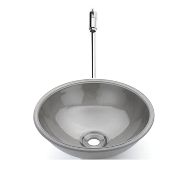 Kit Cuba De Vidro 29cm Cinza Chumbo + Torneira Bica Alta