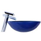 Kit Cuba De Vidro 35cm Azul+ Válvula Click Frete Gratis